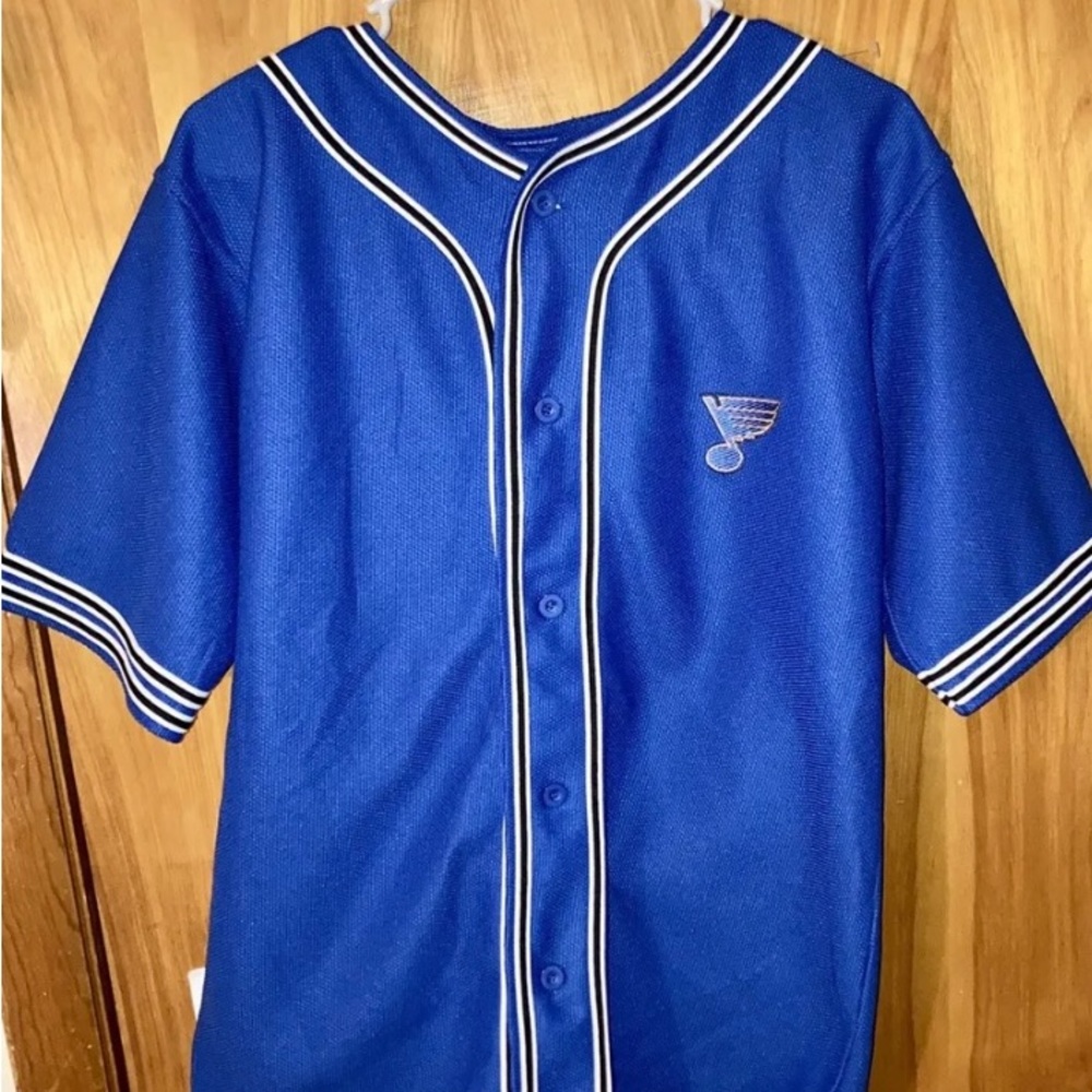 St. Louis Blues Baseball Hockey Jersey Button Up MEDIUM